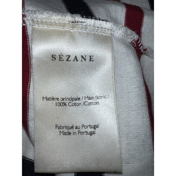 SEZANE Loic Mariniere Striped Top Shirt Black Burgundy Stripe 3/4 sleeve - Picture 6 of 7